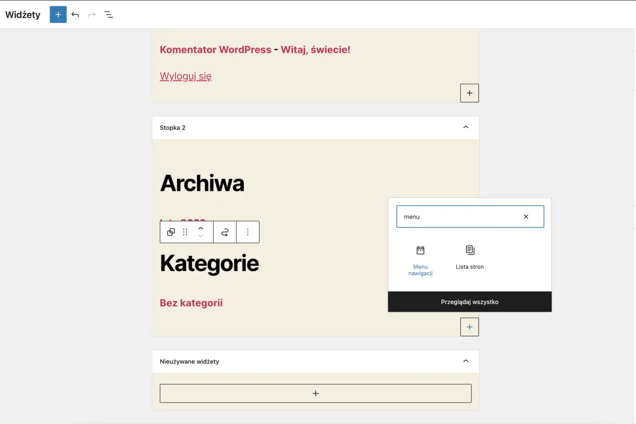 Panel boczny WordPress: dodawanie menu nawigacji, by stworzyć podstronę.