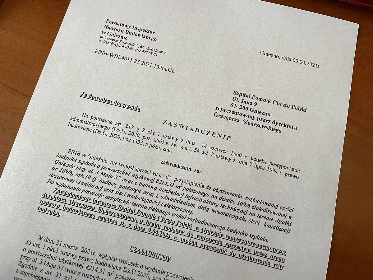 wniosek o pozwolenie na użytkowanie