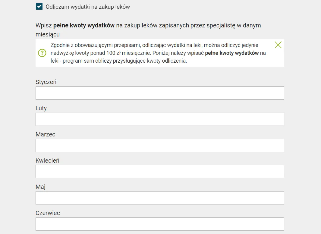 ulga na leki dokumenty faktura orzeczenie