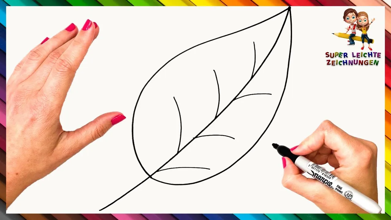 Blatt zeichnen Schritte Anleitung