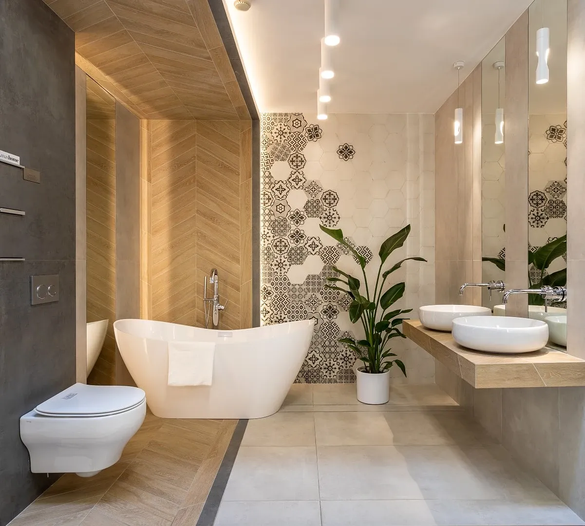 Wielopunktowe oświetlenie w małej łazience