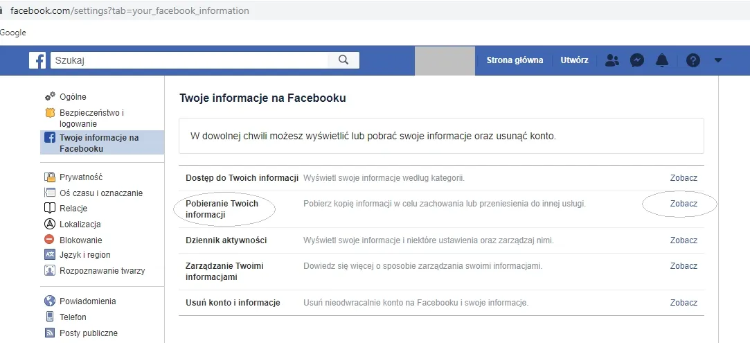 Pobieranie danych z Facebooka