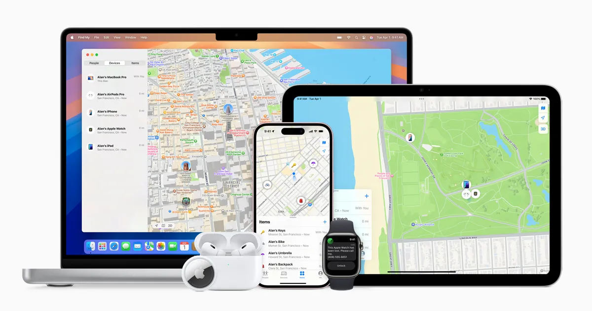 iCloud.com Znajdź mój iPhone interfejs