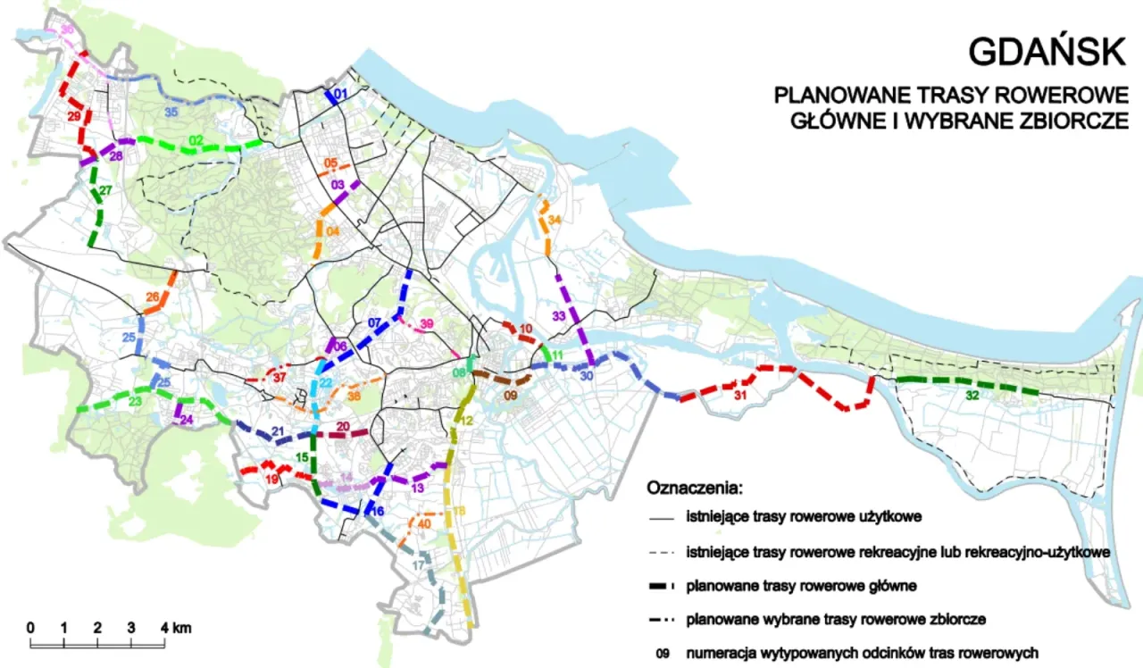 Mapa trasy rowerowej Gdańsk nad morze