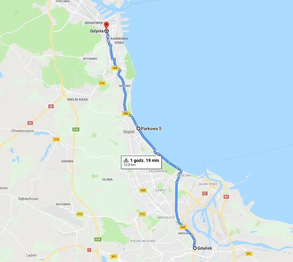 Ścieżka rowerowa Gdańsk Sopot