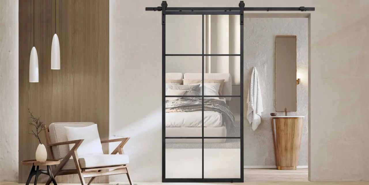 Drzwi przesuwne z lustrem w nowoczesnym wnętrzu