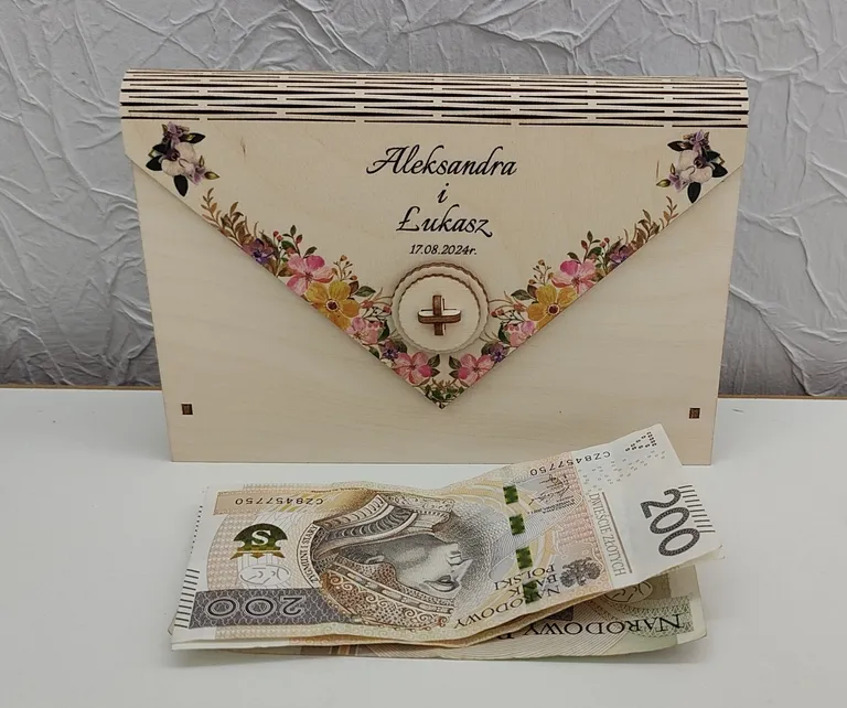 elegancka koperta z pieniędzmi na prezent ślubny