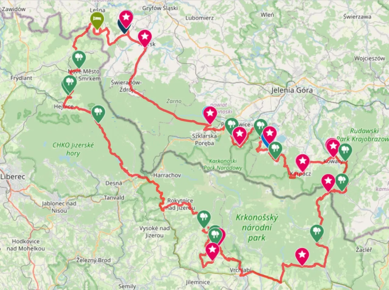Mapa tras motocyklowych Mazowsze