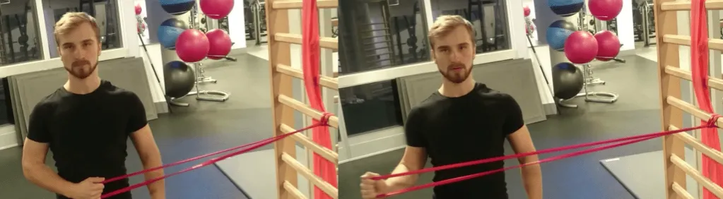 ćwiczenia z gumami oporowymi na stożek rotatorów