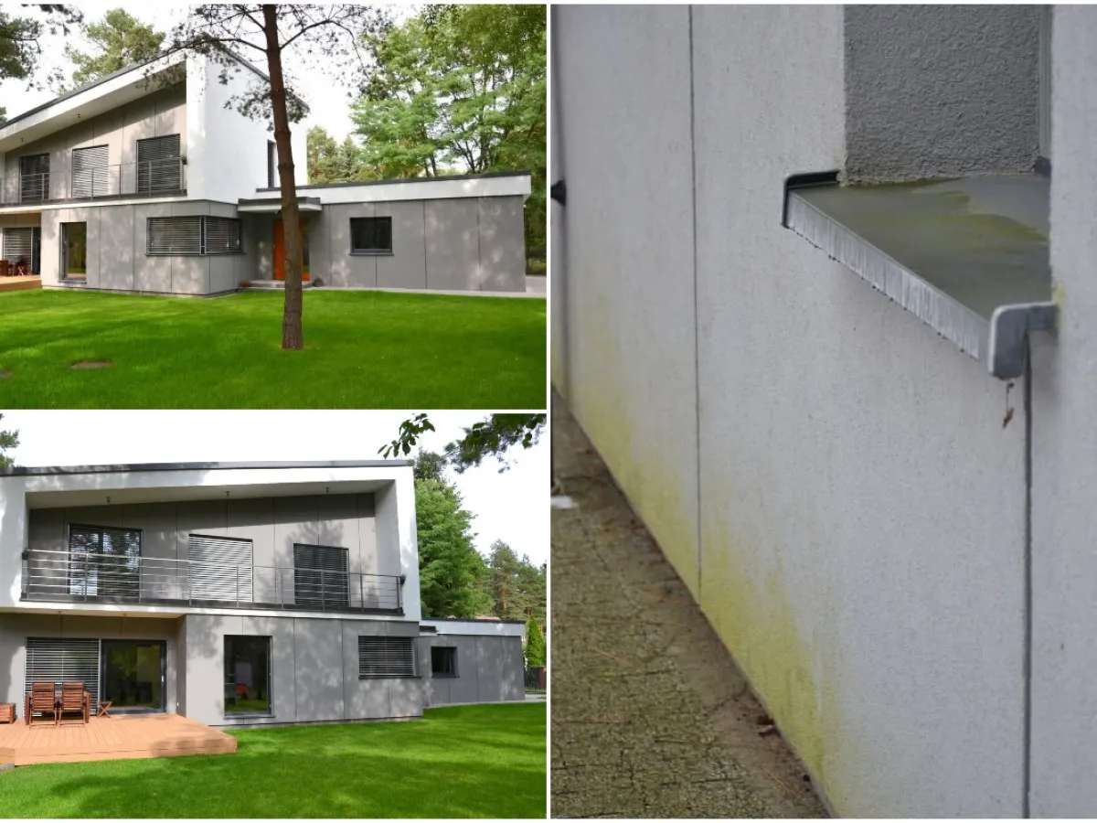 różne rodzaje zielonego nalotu na elewacji