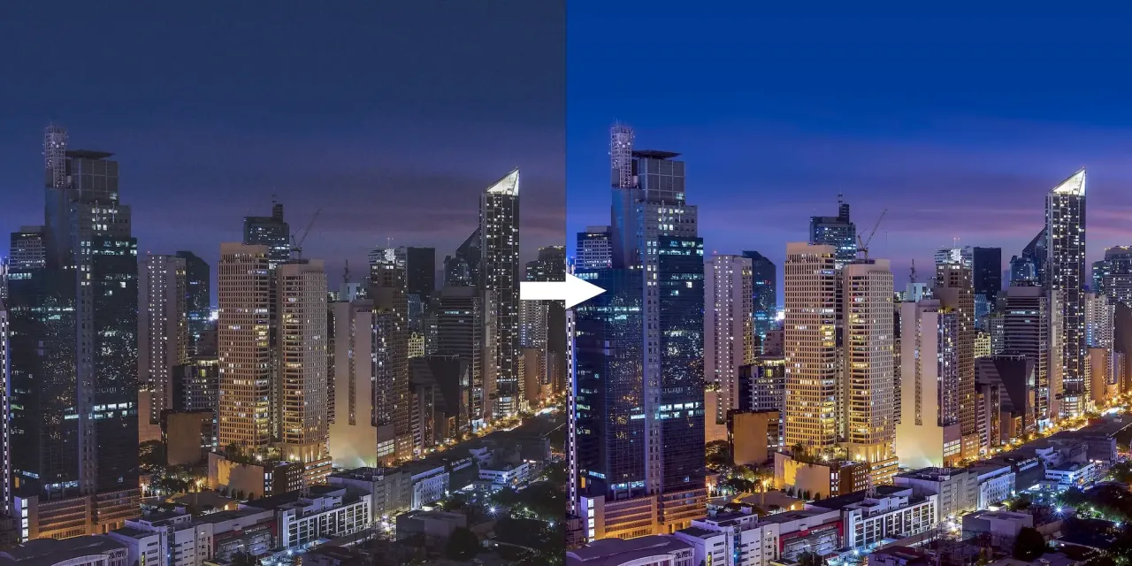 przed i po poprawie jakości zdjęcia AI