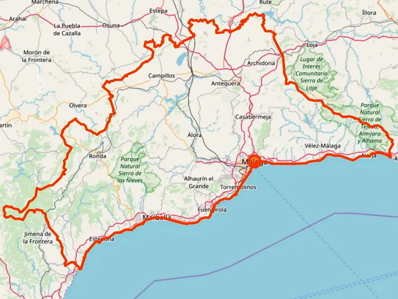 Karte der Costa del Sol mit Seebädern