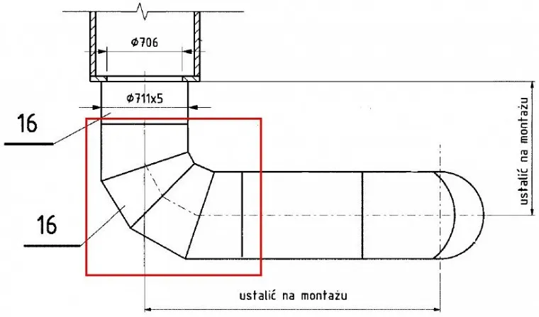 kolano segmentowe schemat cięcia rury