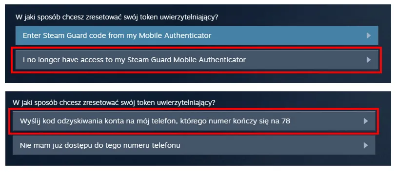 Steam kod odzyskiwania