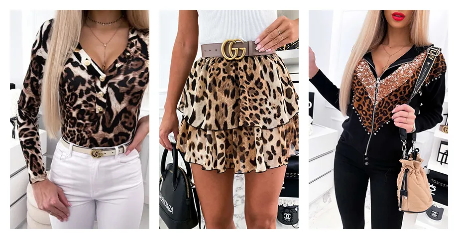 łączenie panterki z mocnymi kolorami i innymi wzorami