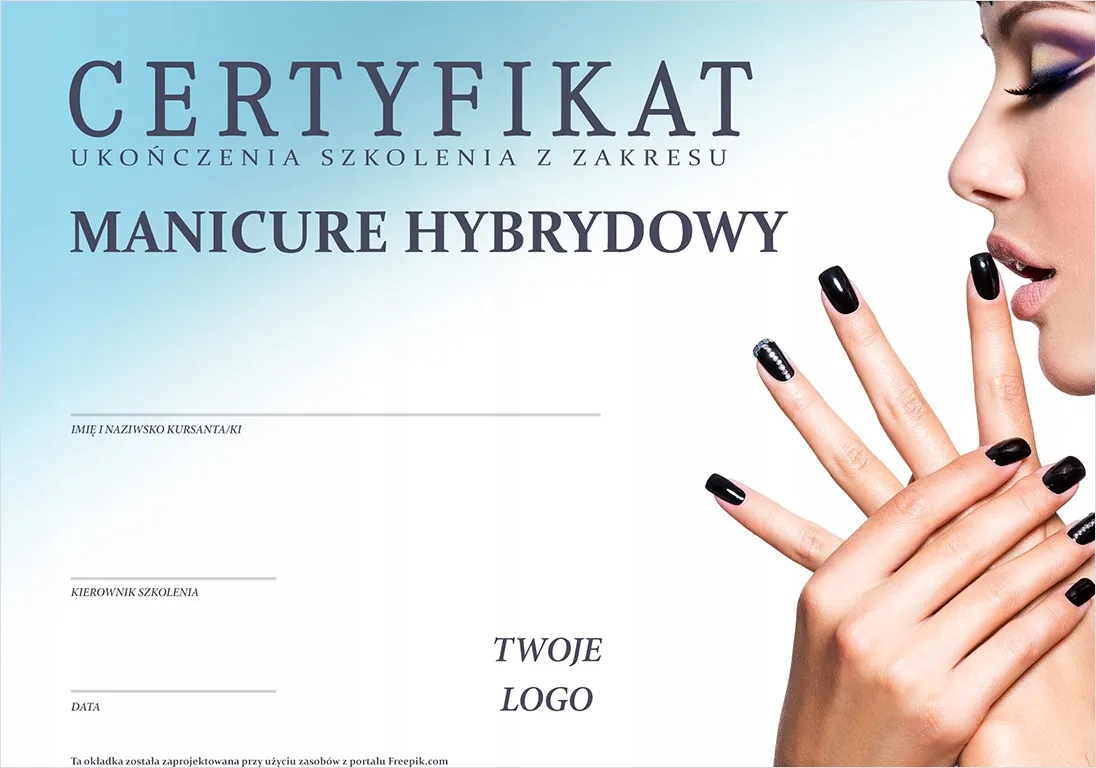 Certyfikat ukończenia kursu manicure
