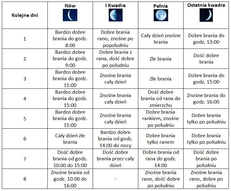 kalendarz brań fazy księżyca