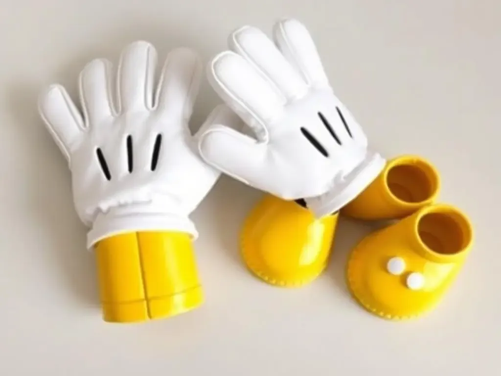 żółte buty myszki miki diy, ogonek myszki miki diy, rękawiczki myszki miki
