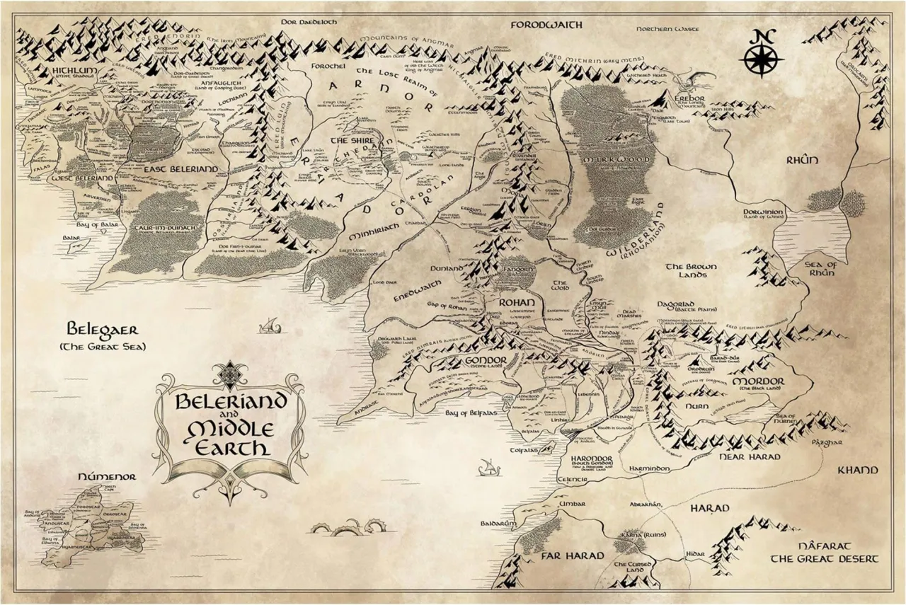 Mapa Śr&oacute;dziemia Tolkien