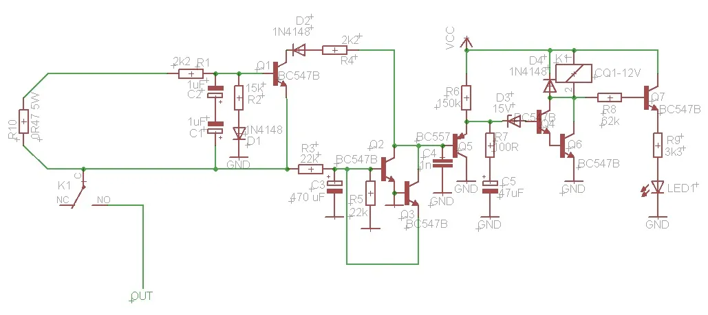 schemat układu zabezpieczeń wzmacniacza audio