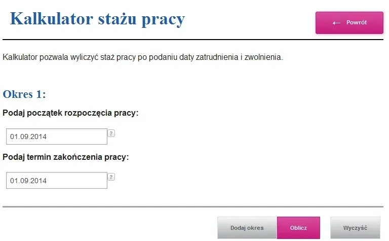 kalkulator stażu pracy do urlopu