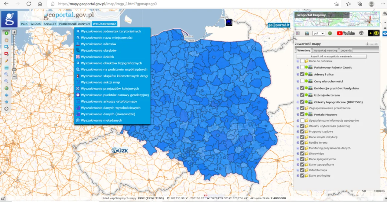 geoportal mapa nieruchomości