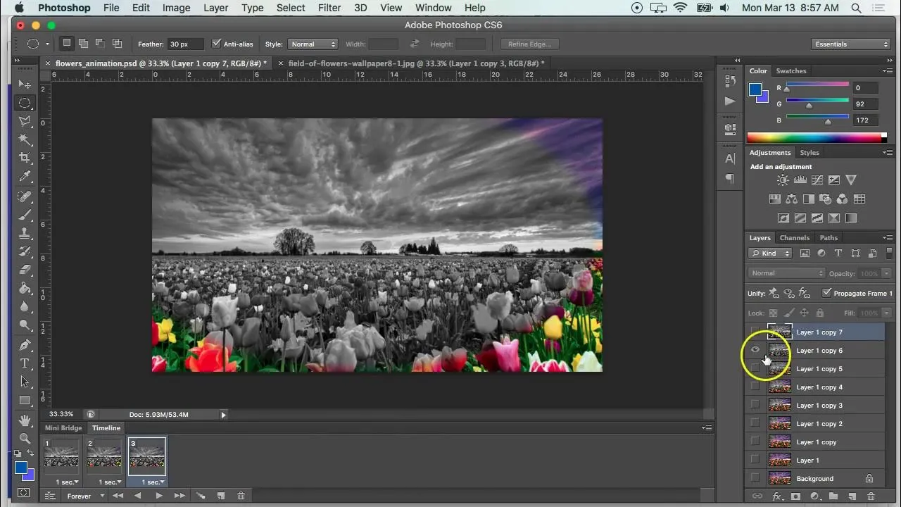 photoshop timeline frames from layers