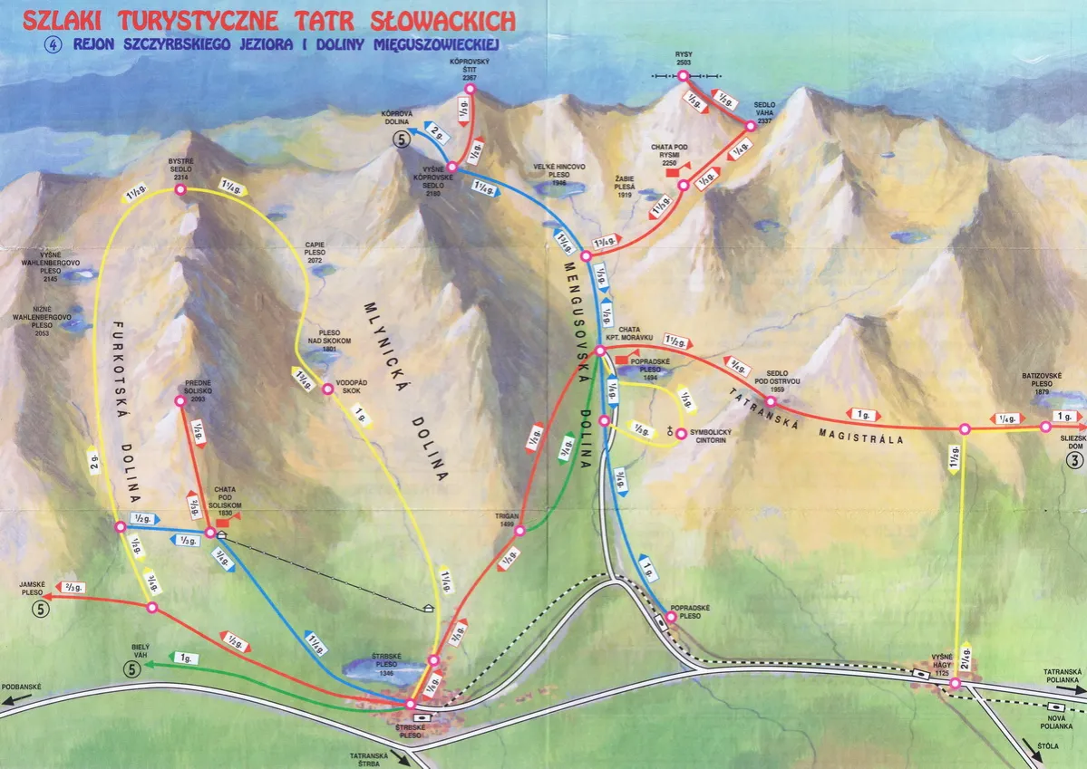 Mapa szlaków otwartych i zamkniętych Tatry Słowackie zima