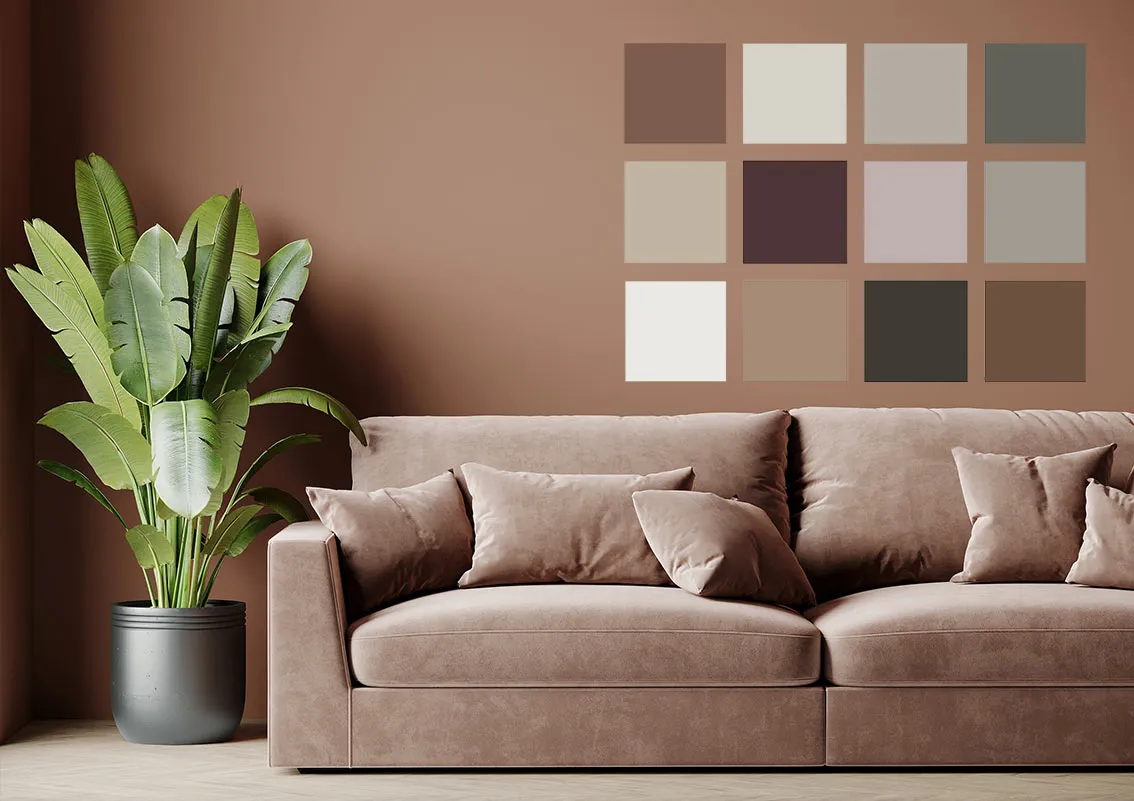 ciepłe kolory wnętrza beże brązy terakota