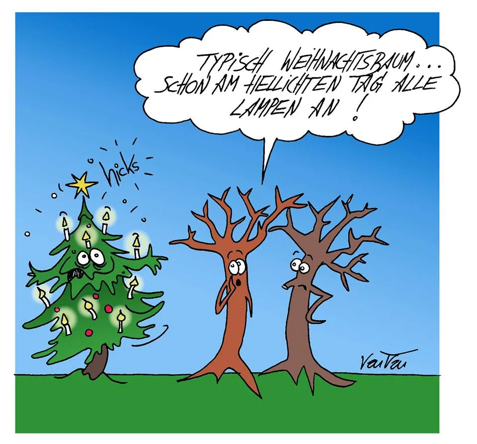 lustiger weihnachtsbaum karikatur