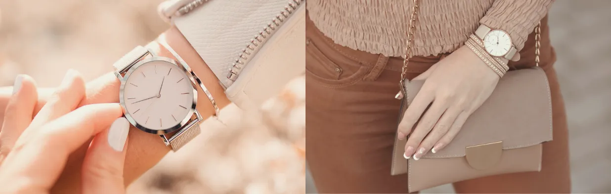 stylizacje z białym zegarkiem damskim