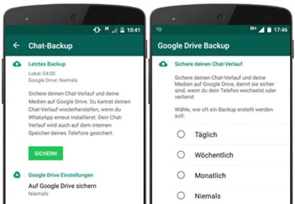 WhatsApp Backup Android Google Drive Einstellungen