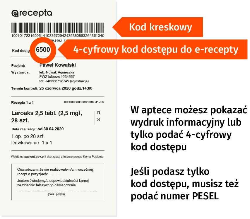 e-recepta wydruk informacyjny