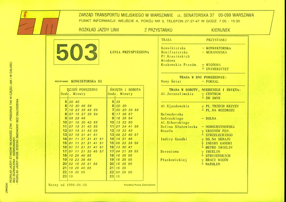 Zdjęcie Rozkład jazdy 503 – sprawdź, kiedy autobus kursuje w Twojej okolicy