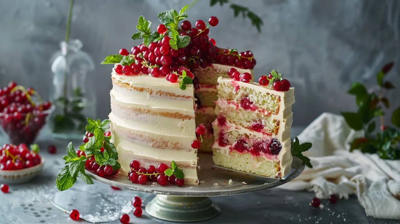 Zdjęcie Najlepszy tort porzeczkowy z kremem mascarpone: przepis krok po kroku
