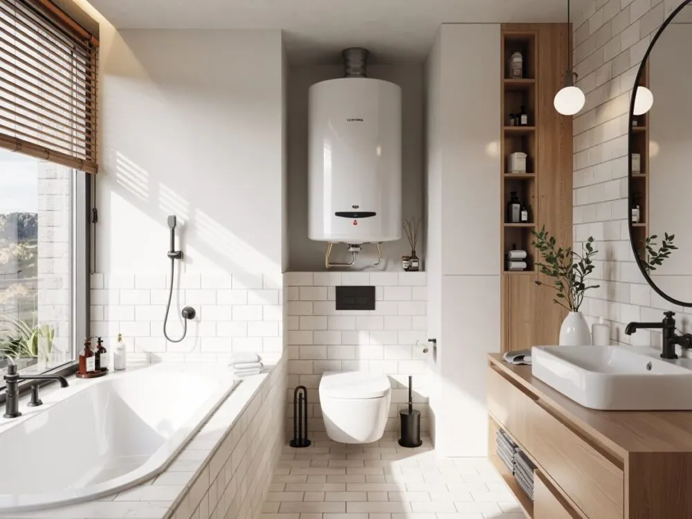 Zdjęcie 7 sprytnych sposobów jak ukryć bojler w małej łazience i zyskać przestrzeń