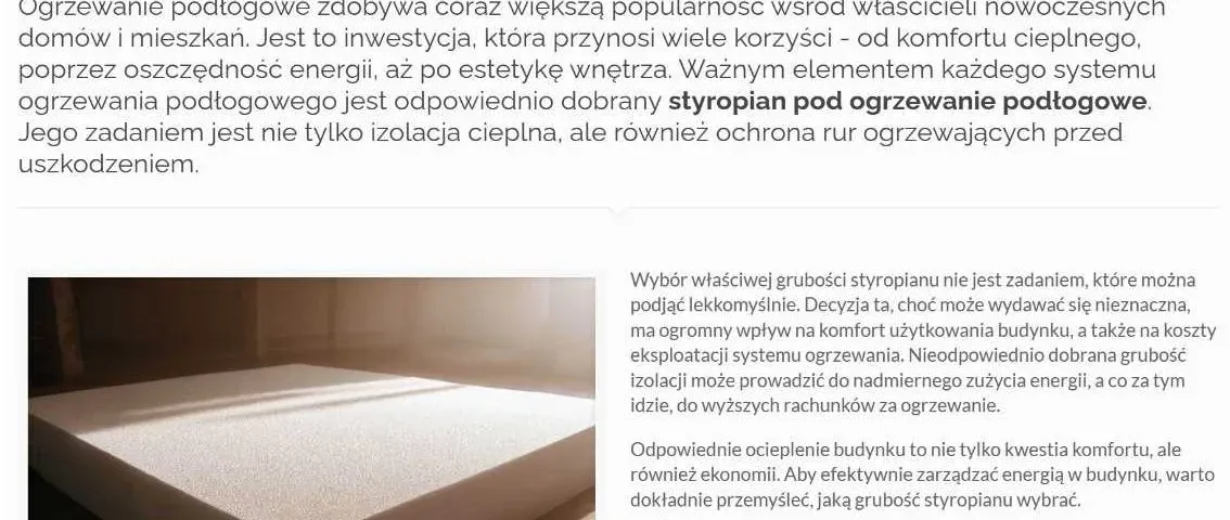 Zdjęcie Ile cm styropianu na podłogę pod ogrzewanie podłogowe - uniknij błędów w wyborze