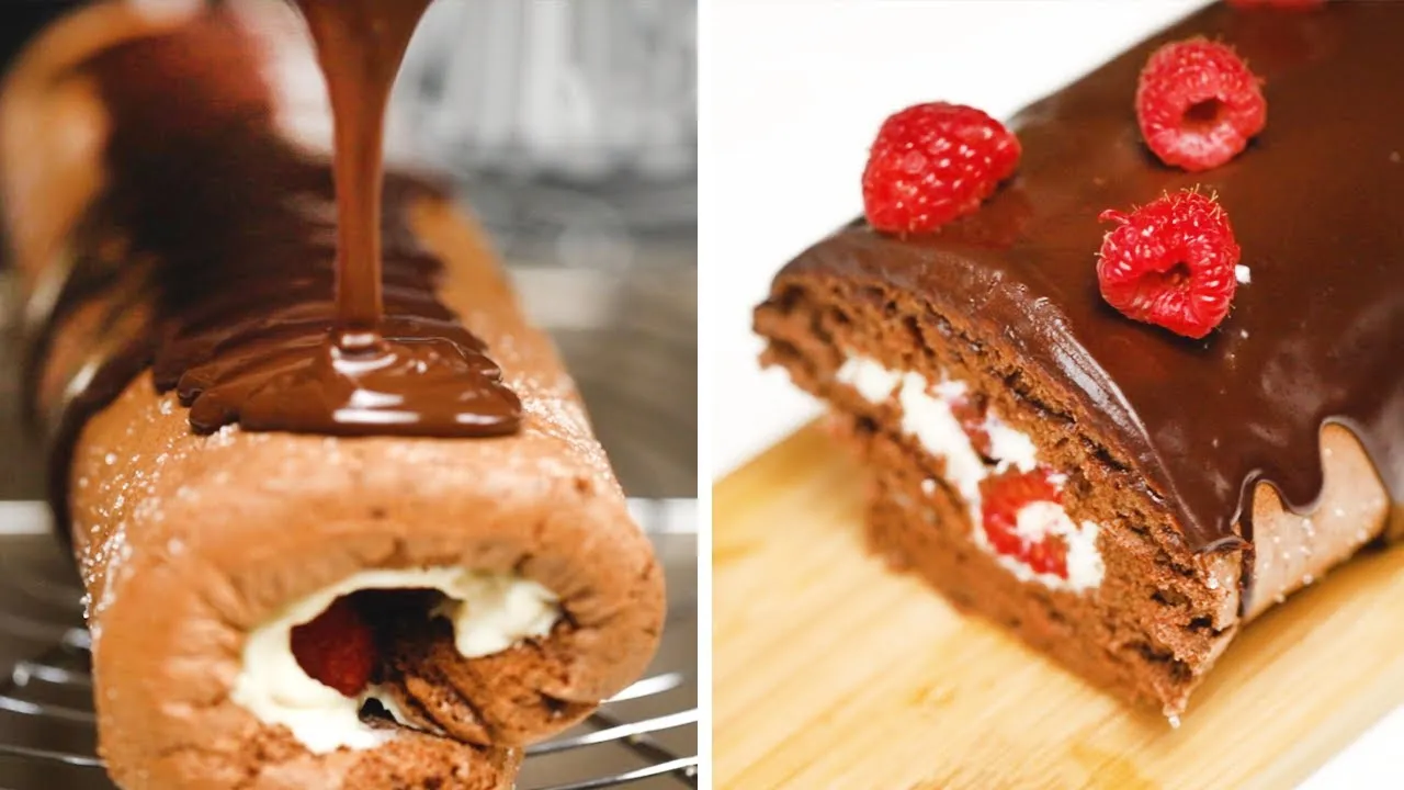 Zdjęcie Luksusowy deser – rolada czekoladowa z mascarpone, pyszny i elegancki