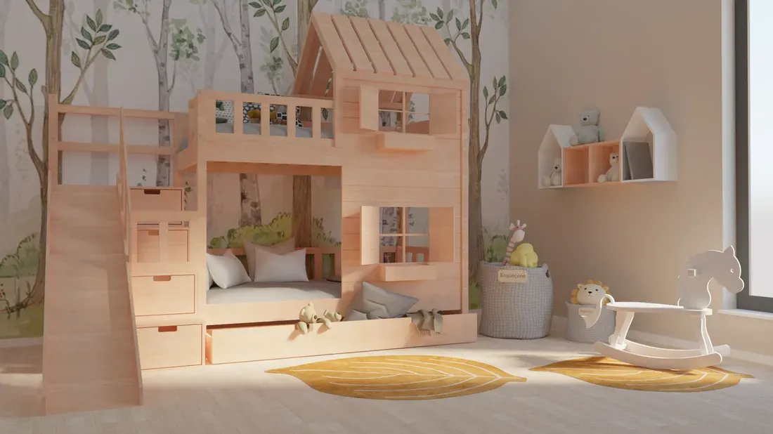 Zdjęcie  Łóżko piętrowe dla dzieci ze zjeżdżalnią - Kup bezpiecznie i tanio