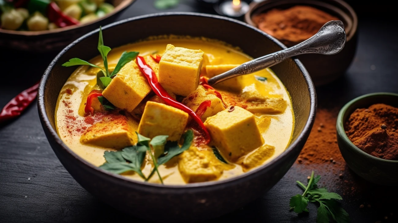 Żółte curry z tofu i warzywami - przepis kulinarne