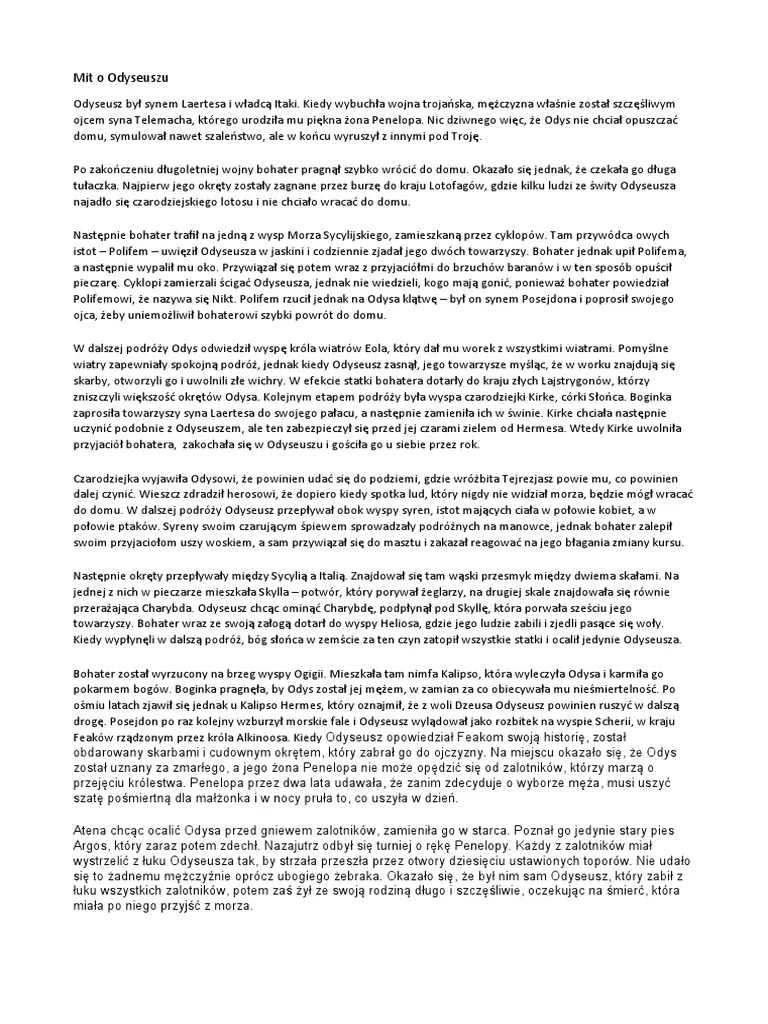 Zdjęcie Mit o Odyseuszu Parandowski - Jak Odys wciąga w swoje przygody