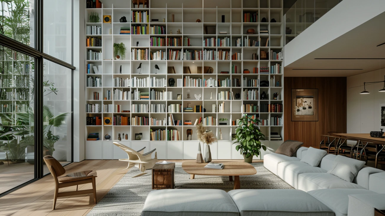 Zdjęcie Aranżacja salonu z regałem: 10 inspiracji na wnętrze
