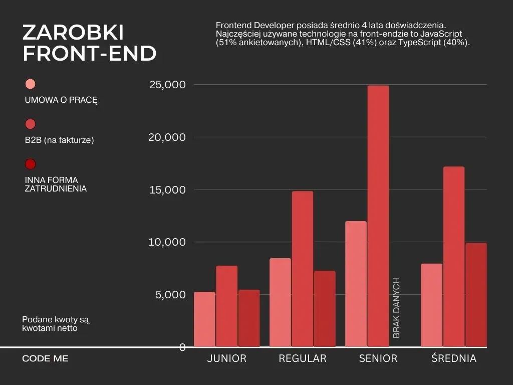 Zdjęcie  Ile zarabiają programiści frontend junior, mid i senior w 2023?