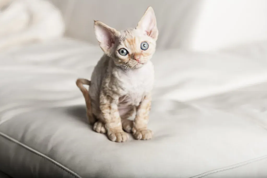 Zdjęcie Białe koty Devon Rex: unikalne cechy, osobowość i dostępność