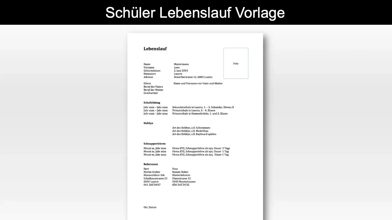Zdjęcie Kostenlose Lebenslauf Vorlagen für Schüler – Einfach und anpassbar