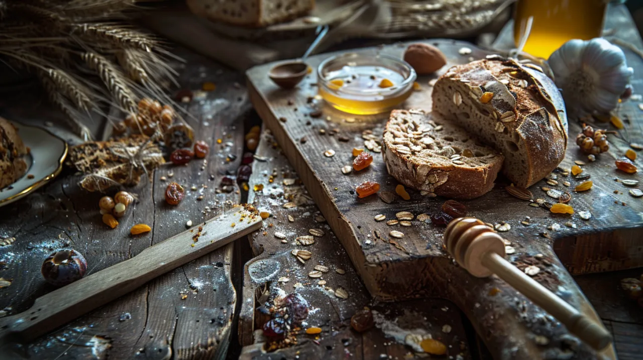 Zdjęcie Chleb żytni thermomix z ziarnami, suszonymi owocami i miodem