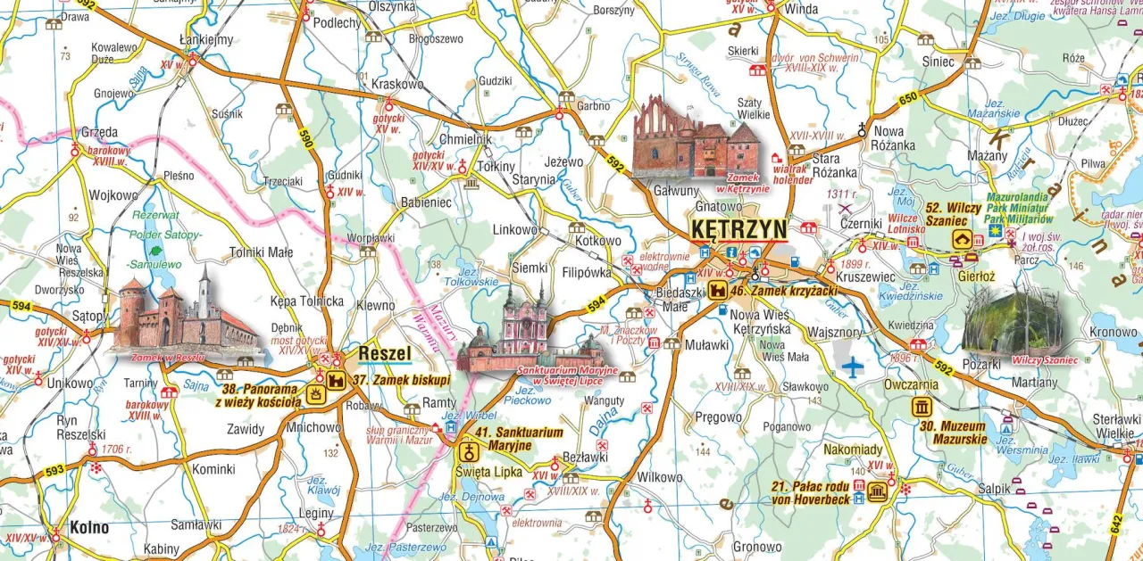 Zdjęcie Mapa miejscowości na Mazurach i najlepsze lokalizacje na wypoczynek