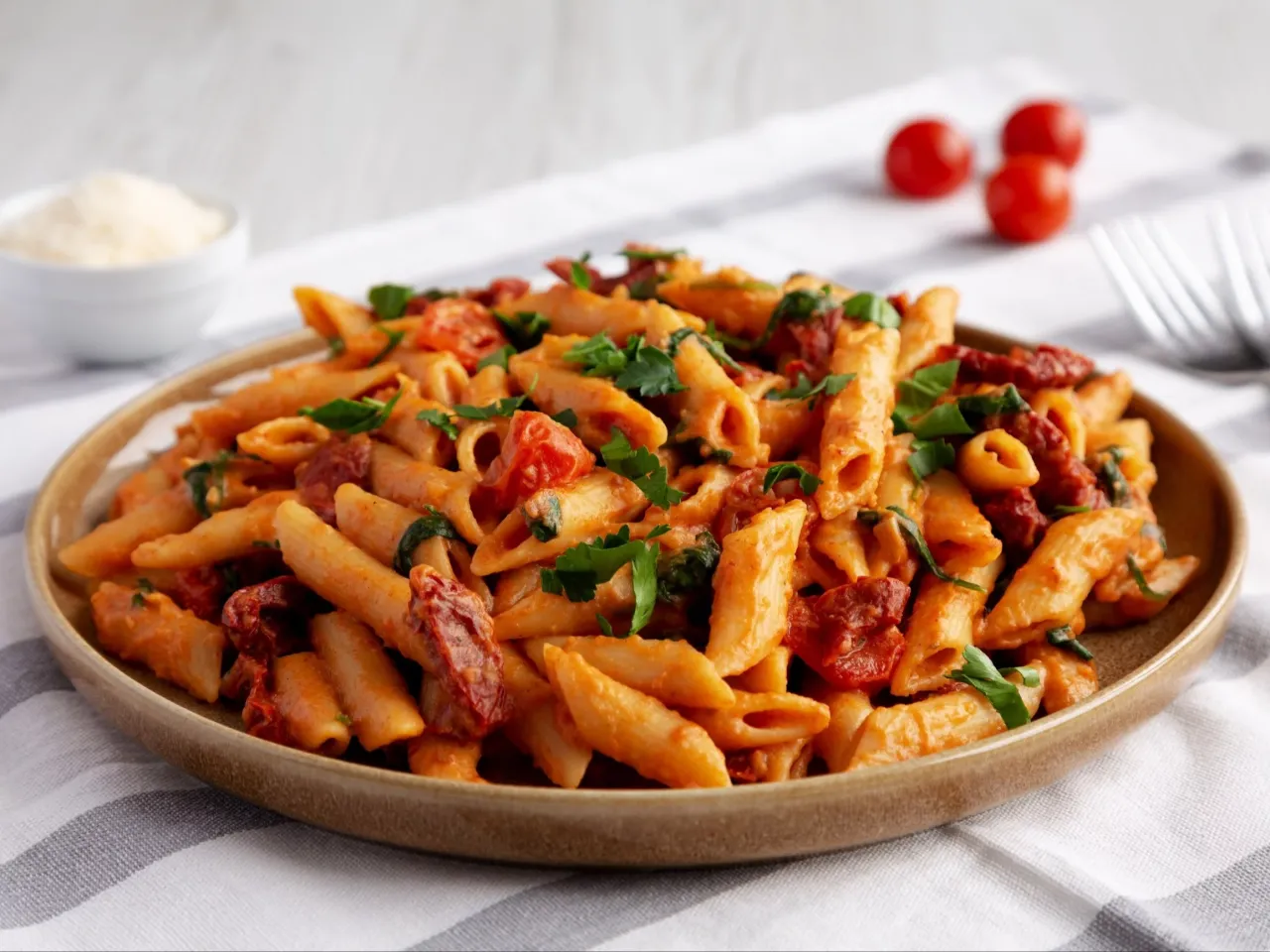 Zdjęcie Prosty przepis na makaron penne z kurczakiem i pomidorami w 30 minut