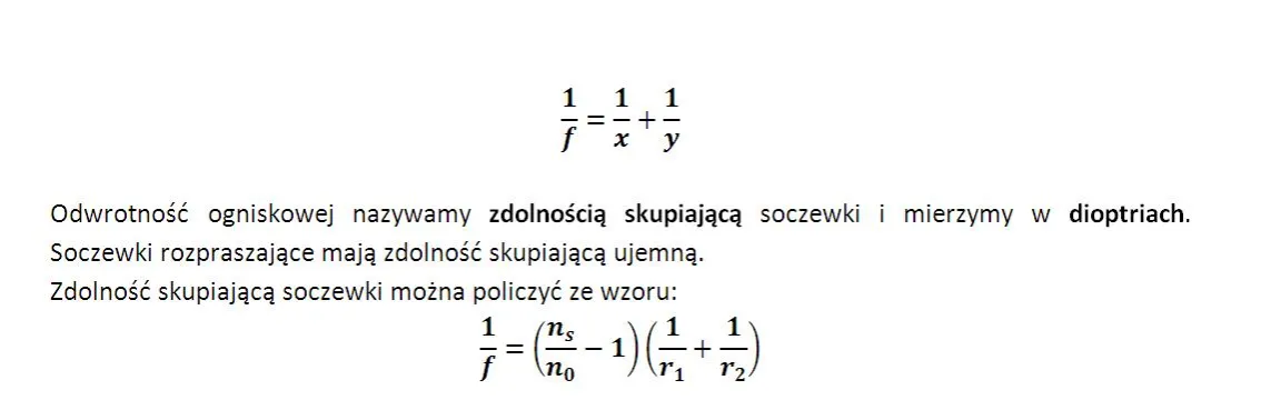 Zdjęcie Jak obliczyć zdolność skupiającą soczewki? Wz&oacute;r i przykłady