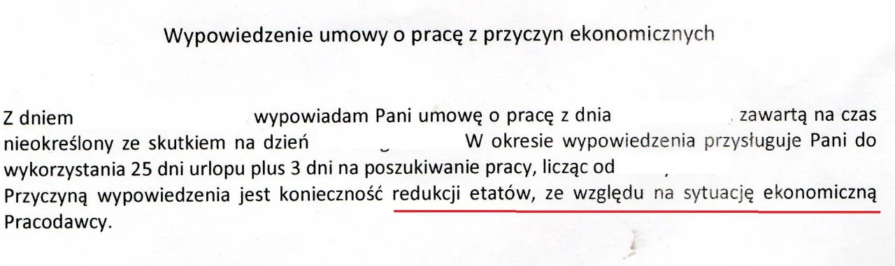 Zdjęcie Redukcja zatrudnienia jako przyczyna wypowiedzenia - co musisz wiedzieć
